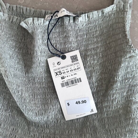 Zara Eyelet Maxi Dress Tie Straps size XS NWT - Picture 4 of 4